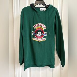 Vintage Men’s 90s Disney Mickey Green Hoodie Sweater